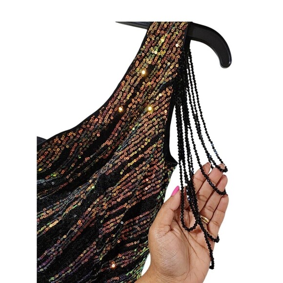 Women's Cocktail & Party Dresses One Shoulder Sequins Bodycon Dress  Size Small - Picture 3 of 11